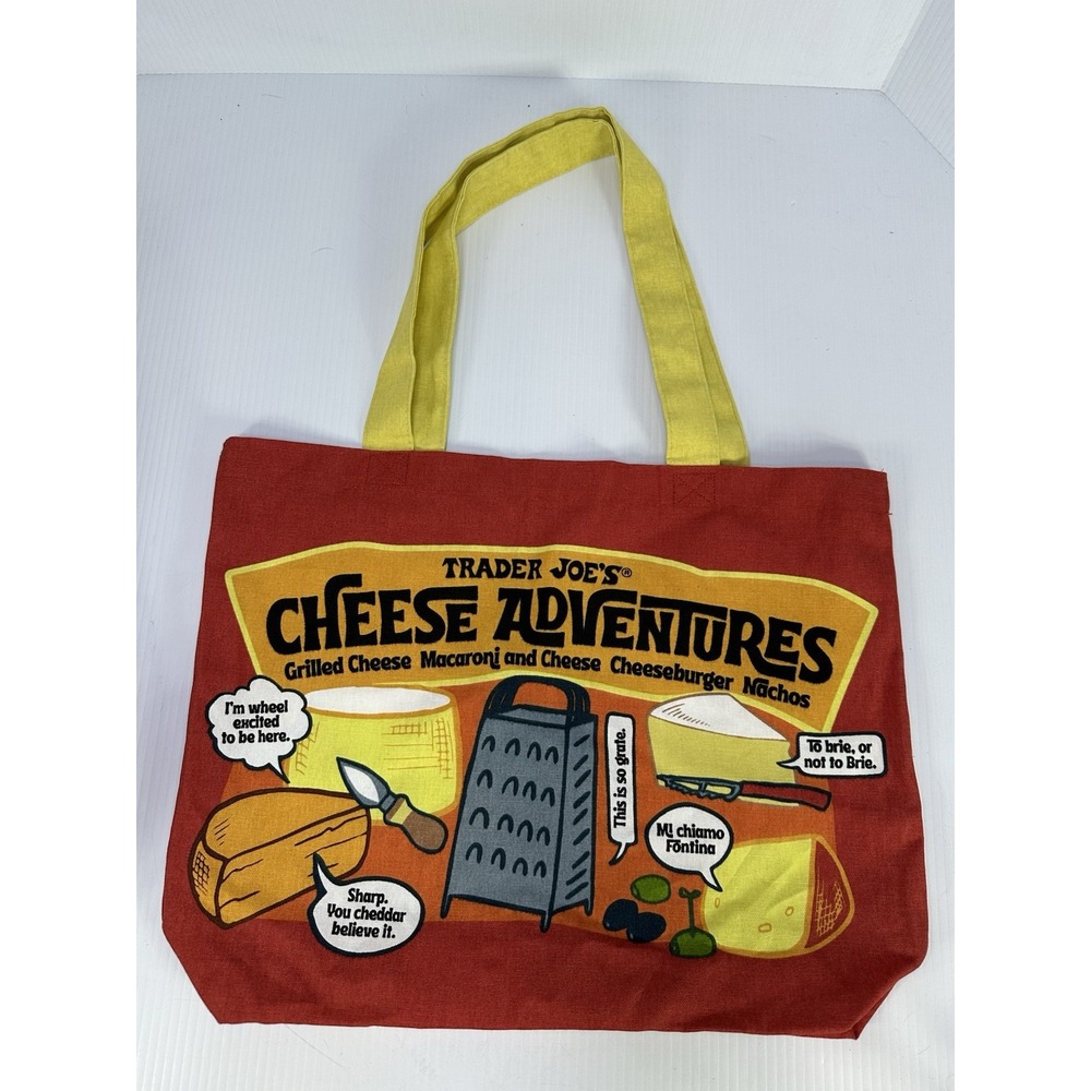 Trader Joe's Bag  Reusable Canvas Cheese Adventures shopping Heavy Duty Large